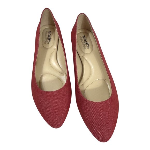 Coach and Four Red Metallic Melitta Ballet Flats Shoes Women's Size 10 Sparkly - Picture 10 of 16